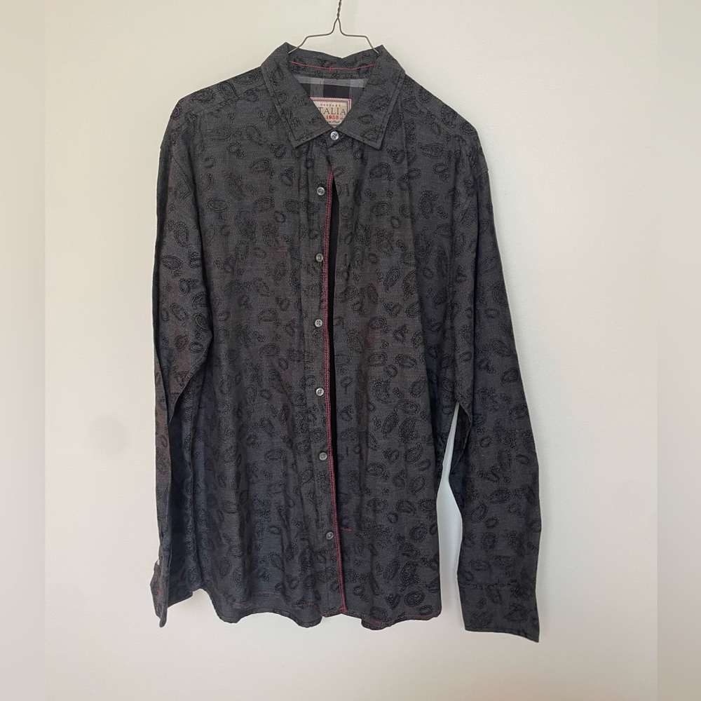 Vintage Italia xl Black Patterned Lightweight Shirt Jacket